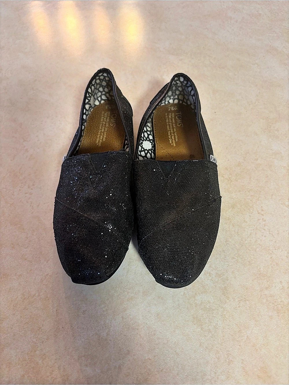 TOMS Alpargata Classic Glitter Slip-On Shoes Black